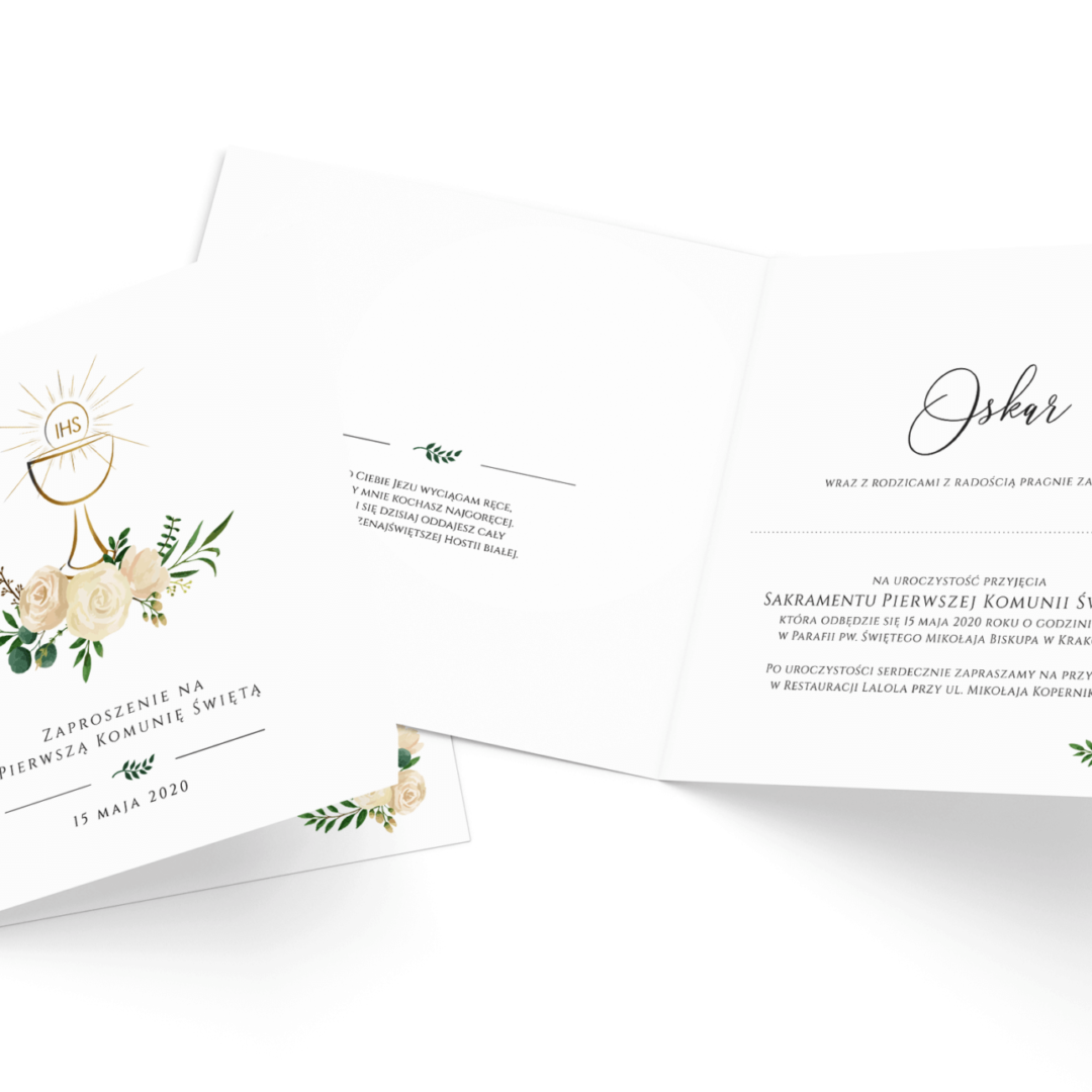 Zaproszenie na komunię subtelne