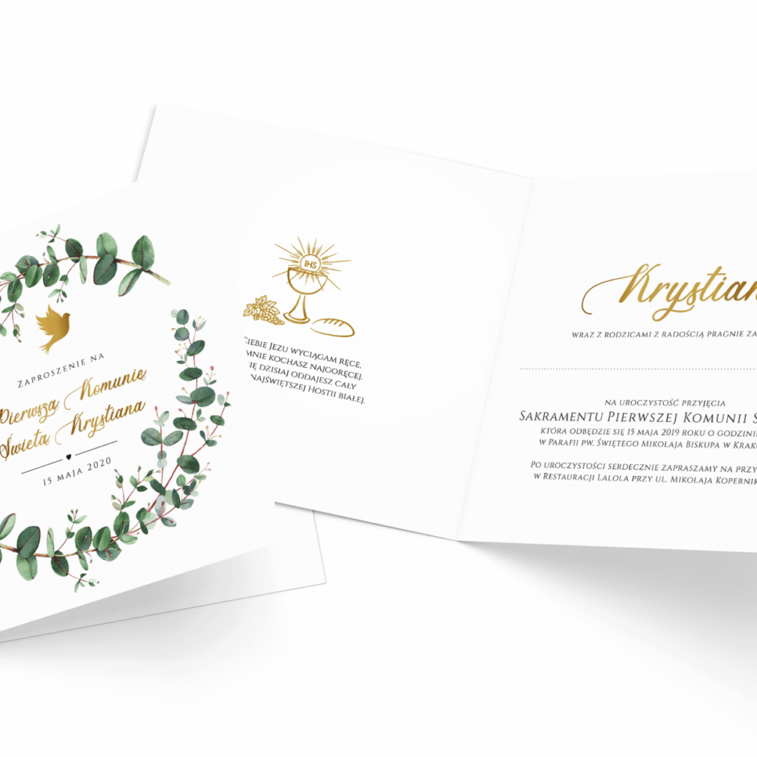 Zaproszenie na Komunię liście
