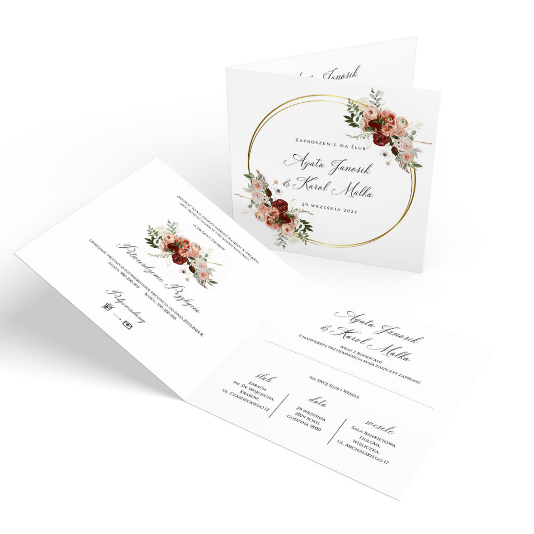 Zaproszenie Ślubne z obrączkami