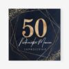 Eleganckie zaproszenie na 50. urodziny z granatowym tłem i złotymi geometrycznymi zdobieniami