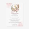 Jednokartkowe zaproszenie komunijne w subtelnym stylu boho