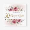 Zaproszenie na 50. rocznicę ślubu z różowymi kwiatami