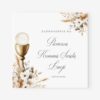 Zaproszenie komunijne w subtelnych beżach z motywem kielicha