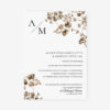 Zaproszenie ślubne z inicjałami i sepiowymi kwiatami w stylu rustykalnym