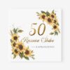 Zaproszenie na 50 rocznicę ślubu z motywem słoneczników i złotym napisem