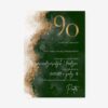 Zaproszenie na pięćdziesiąte urodziny w kolorze butelkowej zieleni z motywem złota
