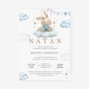 Jednokartkowe zaproszenie z króliczkiem na chrzest chłopca – CE°128