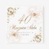 Eleganckie zaproszenie na Rocznicę z elementami złota i kwiatami