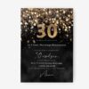Czarne zaproszenie na urodziny z elementami złota