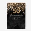Czarne zaproszenie na urodziny z elementami złota