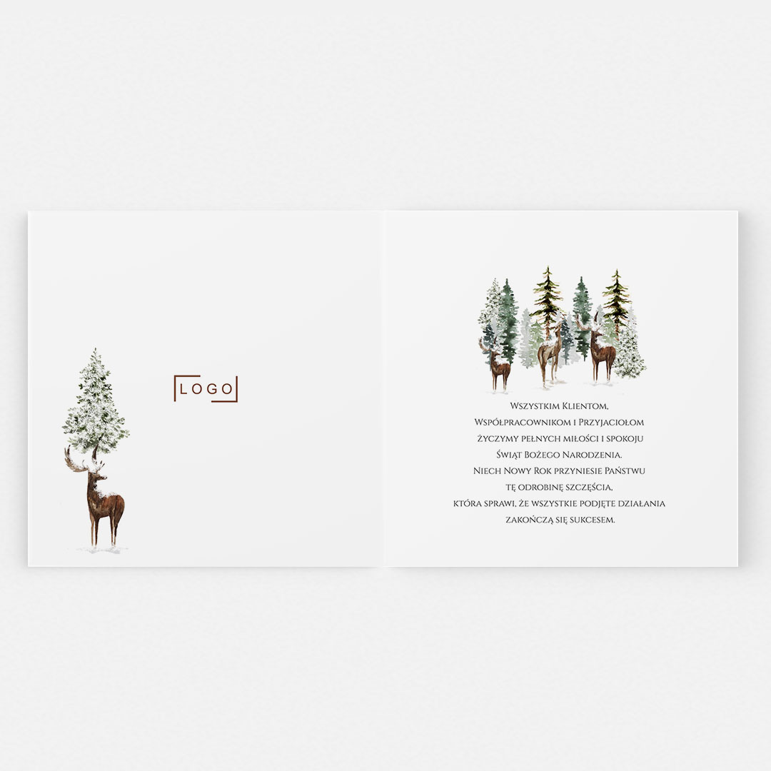 Kartki Świąteczne z logo - Personalizowane z motywem leśnym - BN209 - obrazek 3