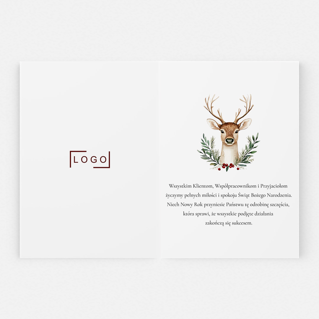 Kartka Świąteczna z jeleniem
