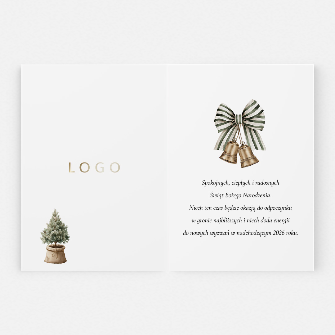 Kartka Świąteczna w paseczki zielone