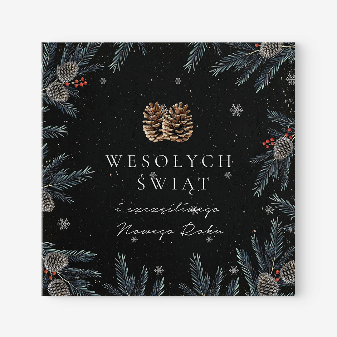 Czarne kartki świąteczne z życzeniami firmowymi  – BN°622