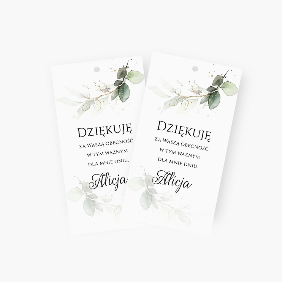 Zawieszki z podziękowaniem dla gości – D°754