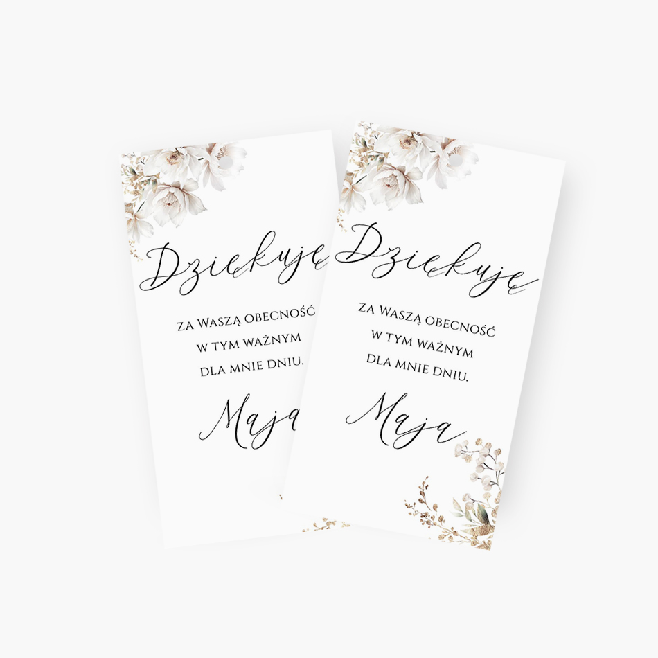 Zawieszki z podziękowaniem dla gości – D°736