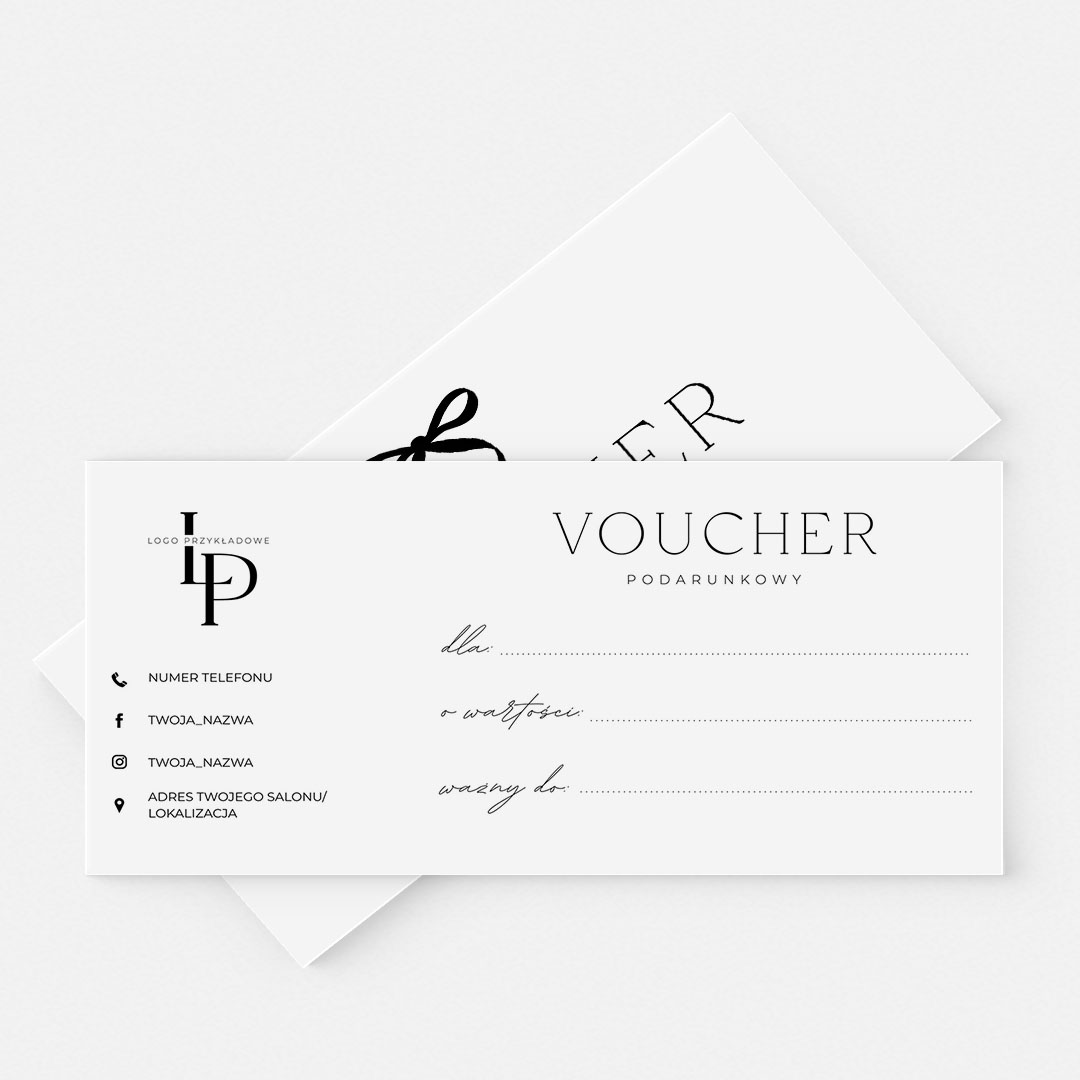 Alternative view of Nowoczesny minimalistyczny voucher podarunkowy z kokardą - VCH594