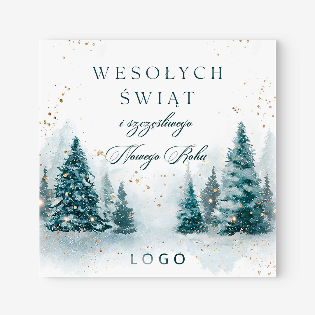 Błękitne kartki świąteczne z życzeniami firmowymi – BN°723