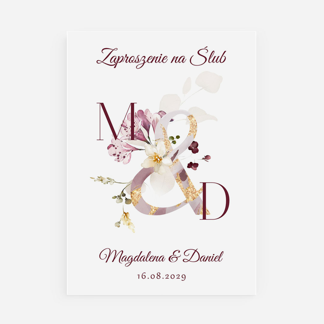 Jednokartkowe zaproszenie na ślub - Select - MS°221