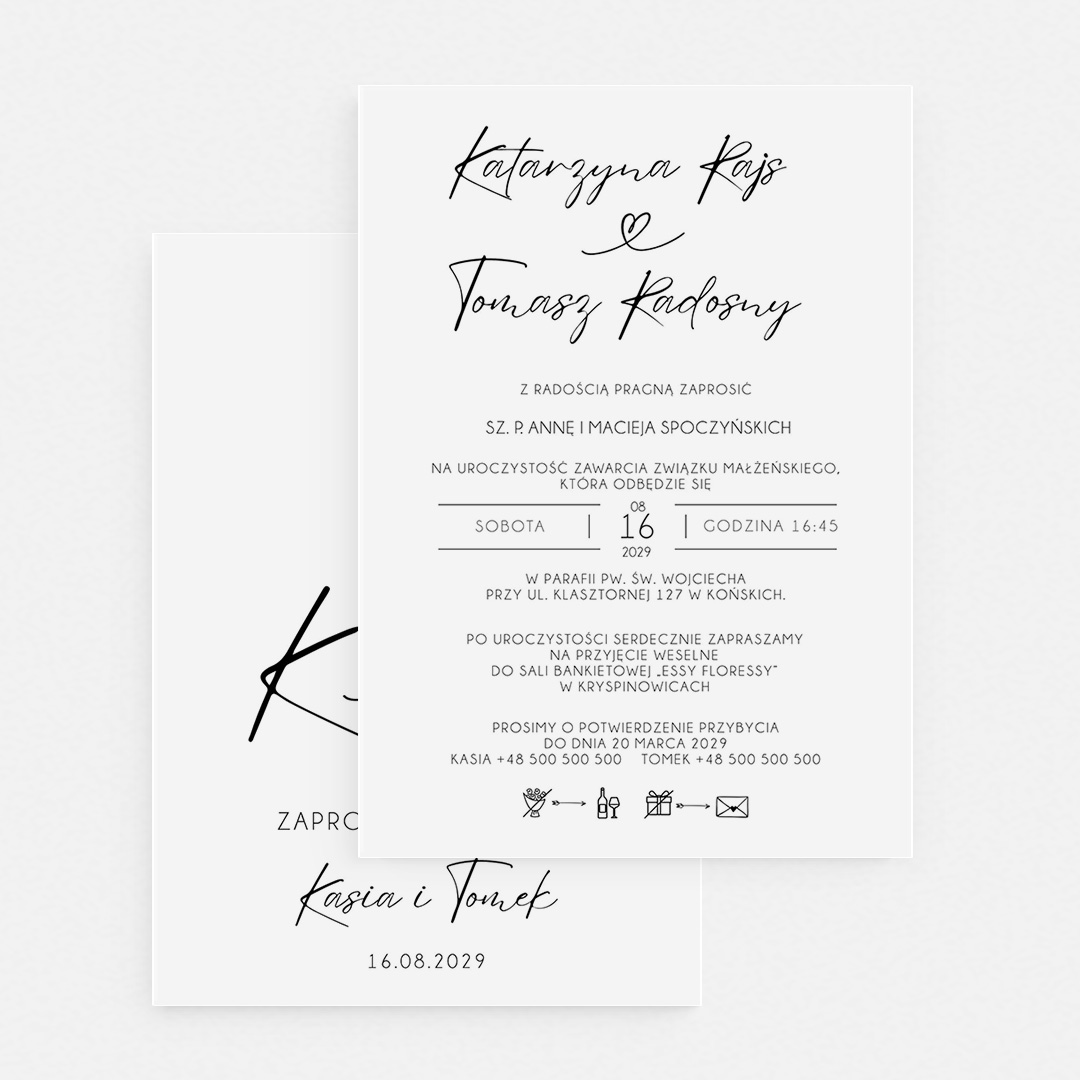 Alternative view of Jednokartkowe zaproszenie na ślub - Select - MS°228