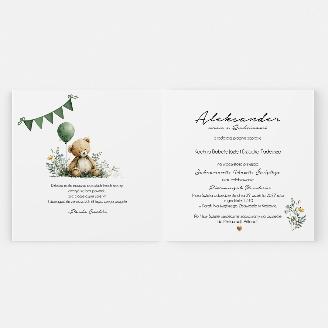 Alternative view of Zaproszenie na Chrzest Święty ze zdjęciem – CE°167