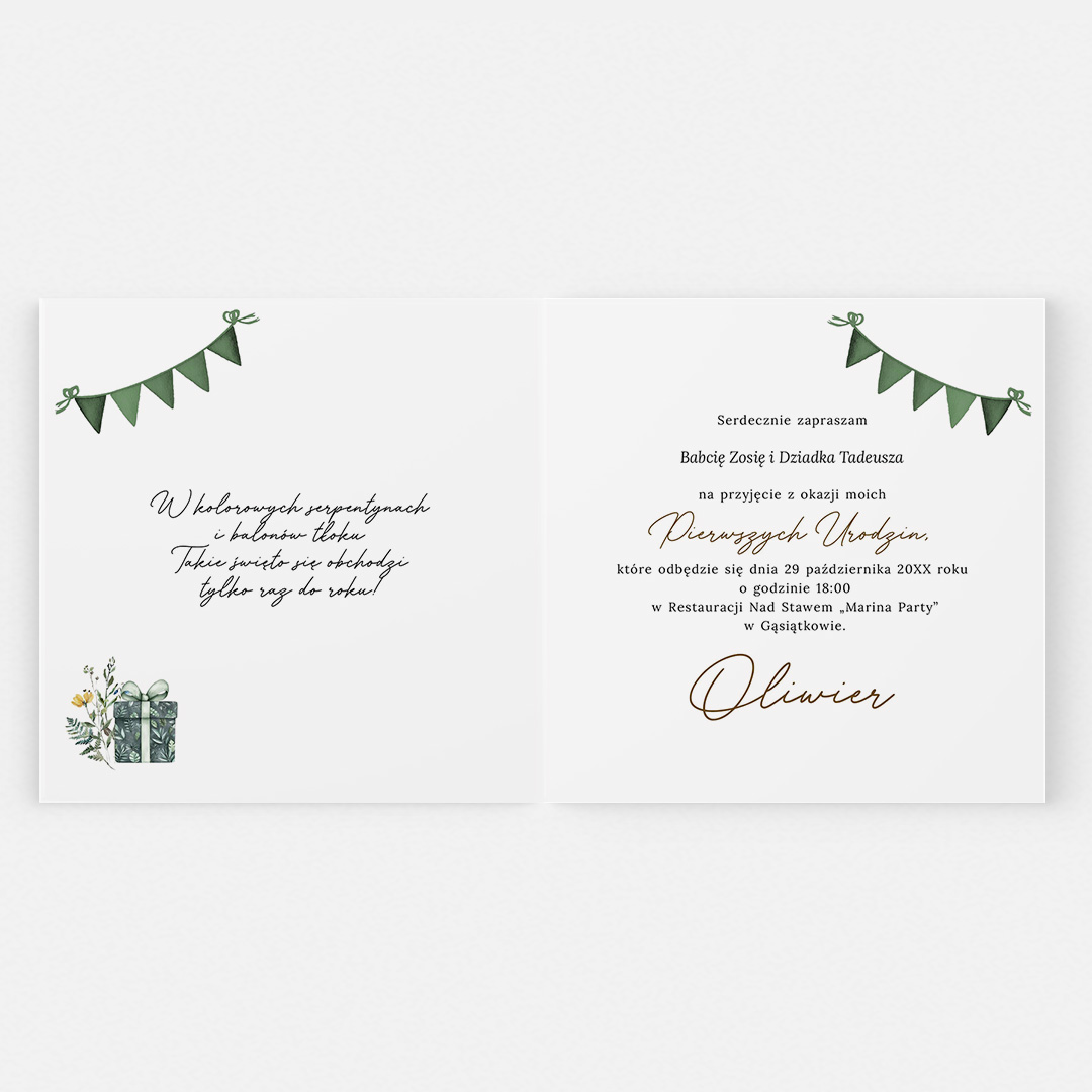 Alternative view of Zaproszenie na roczek dla chłopca ze zdjęciem - F°149