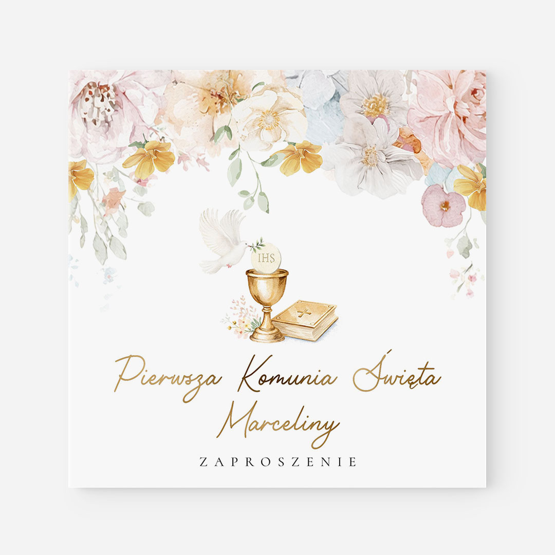 Pastelowe Zaproszenie na Pierwszą Komunię Świętą - BRT880