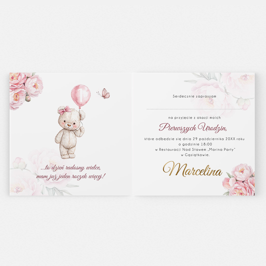 Alternative view of Zaproszenie dla dziewczynki na roczek - F°152