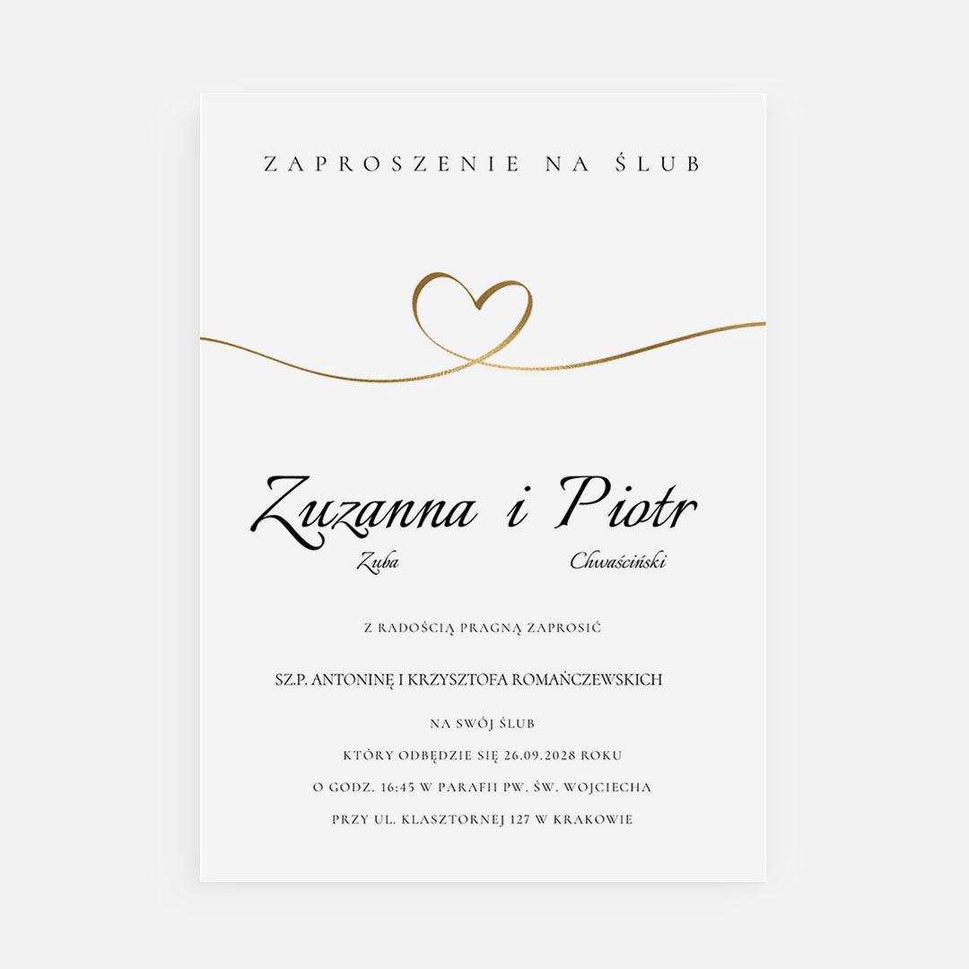 Jednokartkowe zaproszenie na ślub - Select - MR°235