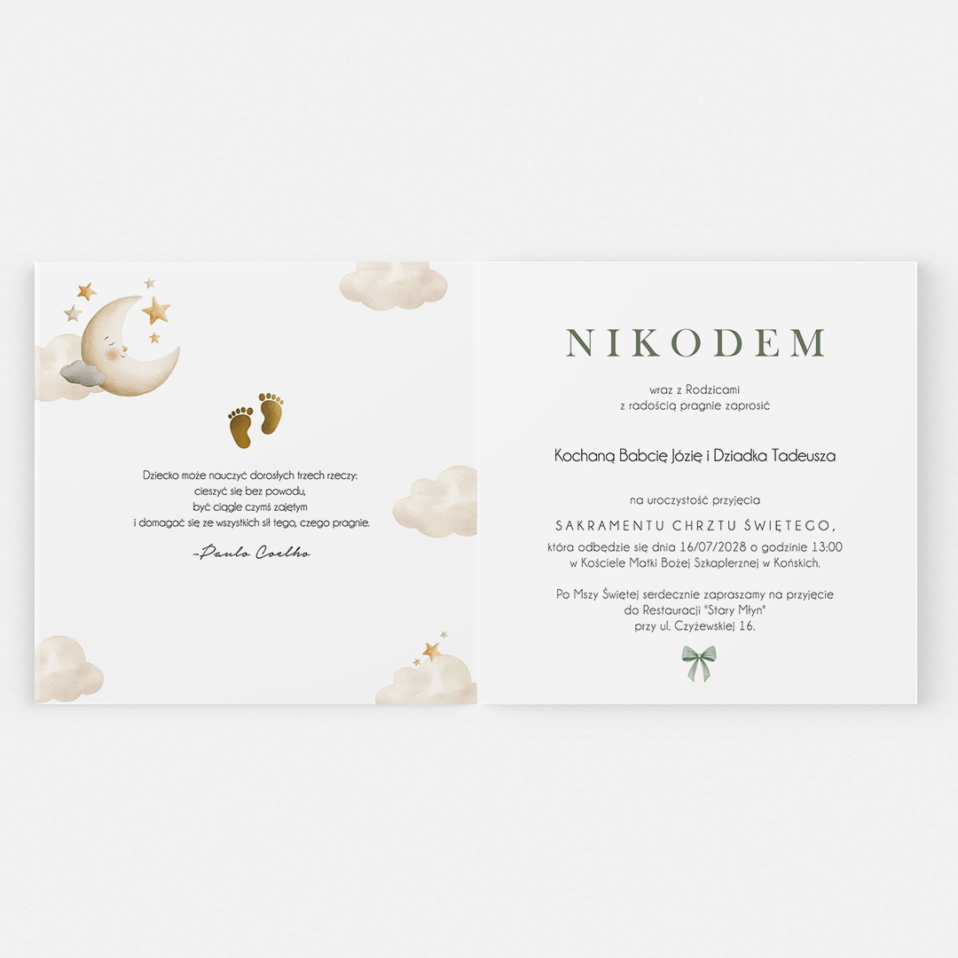 Alternative view of Personalizowane zaproszenie na Chrzest Święty z inicjałem – CE°163