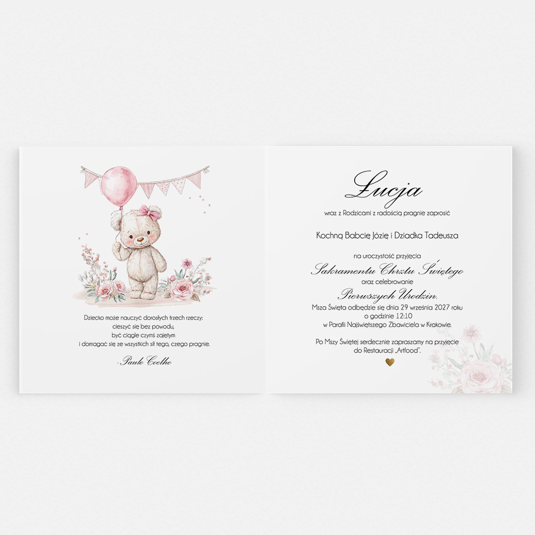 Zaproszenie 2w1 - Chrzest i Roczek – CE°168 - obrazek 2