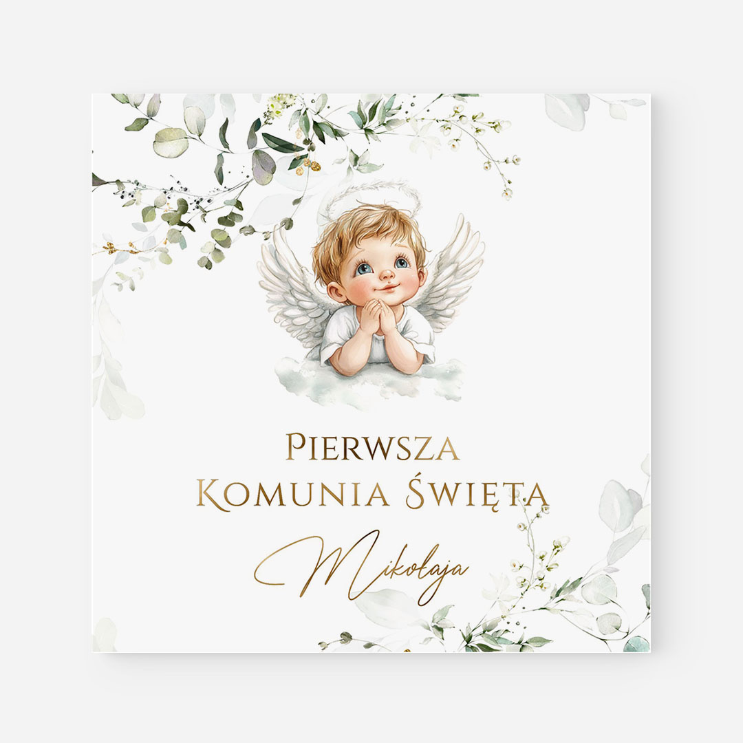 Personalizowane zaproszenie dla chłopca na Komunię – BRT°895