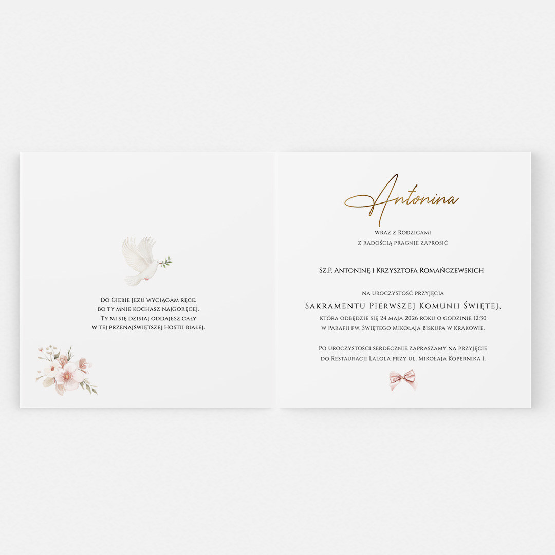 Alternative view of Pastelowe Zaproszenie na Pierwszą Komunię Świętą - BRT880