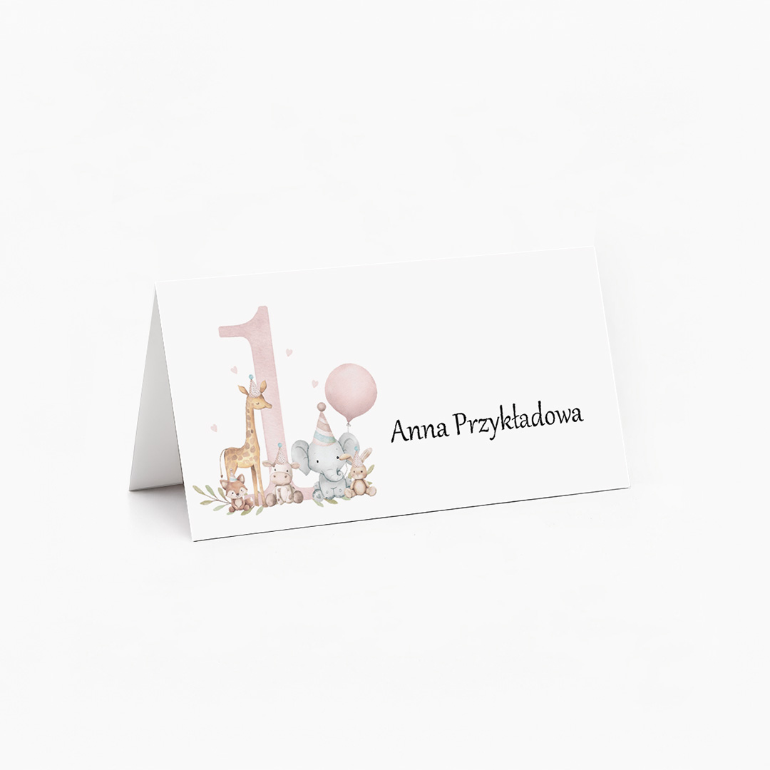 Winietki na roczek z cyfrą 1 - różowe - T949