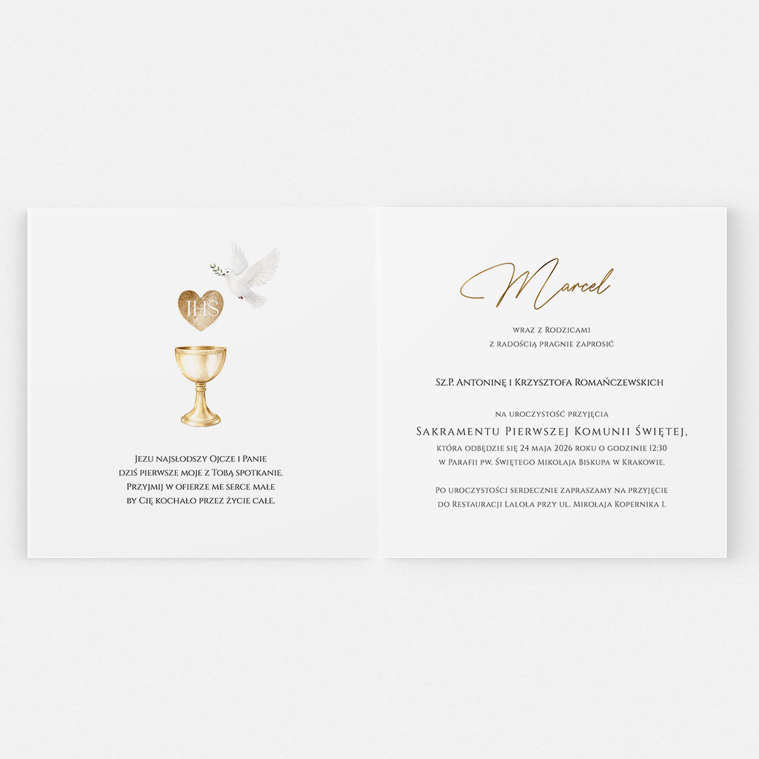 Alternative view of Personalizowane zaproszenie komunijne -BRT901