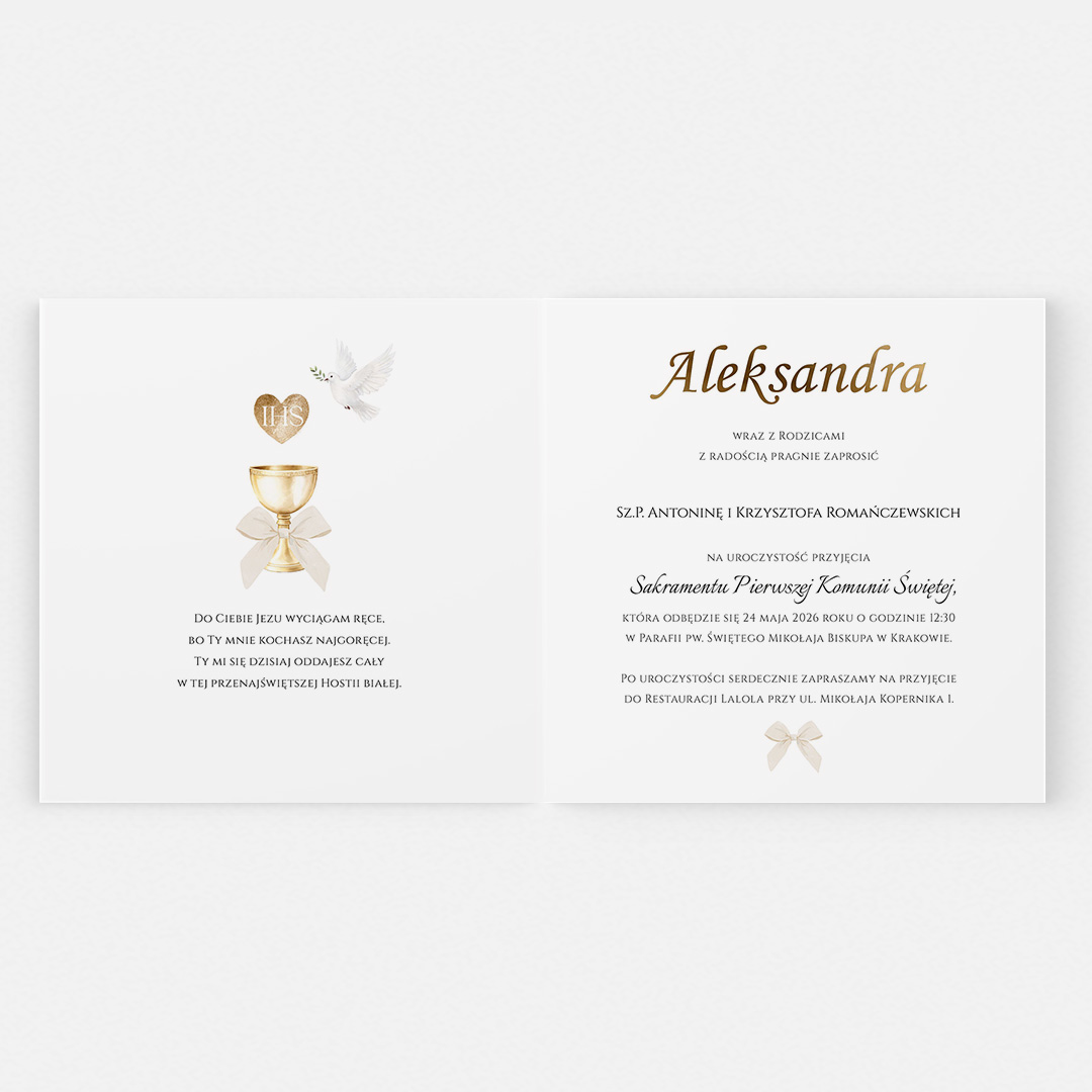 Alternative view of Personalizowane zaproszenie komunijne -BRT902
