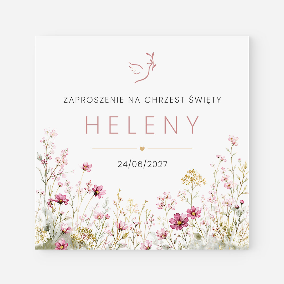 Zaproszenie na Chrzest z aniołkiem w odcieniach różu – CE°190