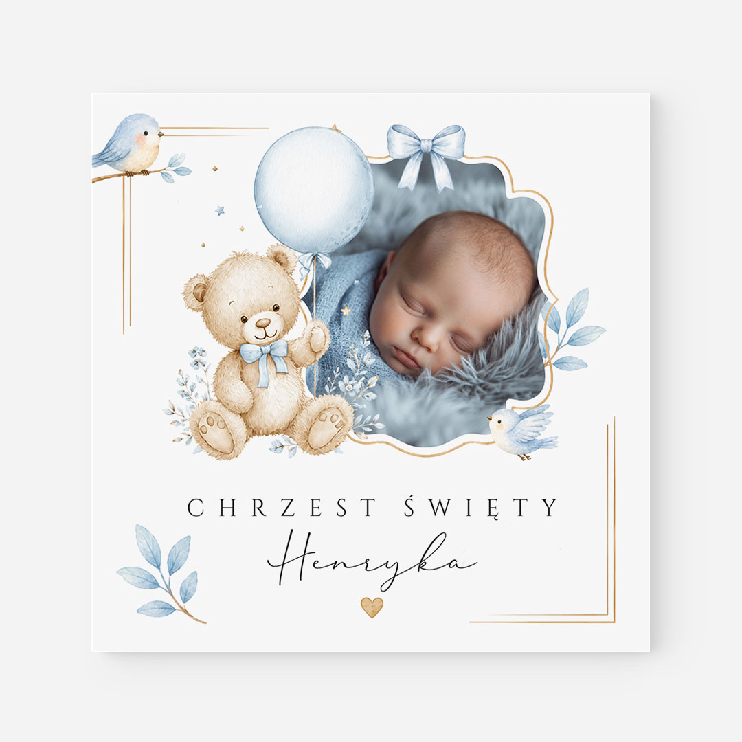 Zaproszenie na Chrzest Święty chłopca z fotografią – CE°198