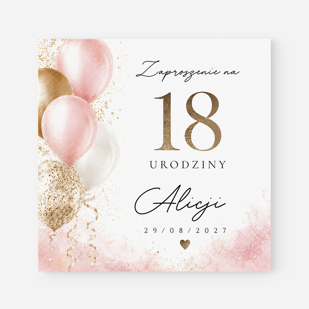 Pastelowe Personalizowane zaproszenie na 18 urodziny – RT°129