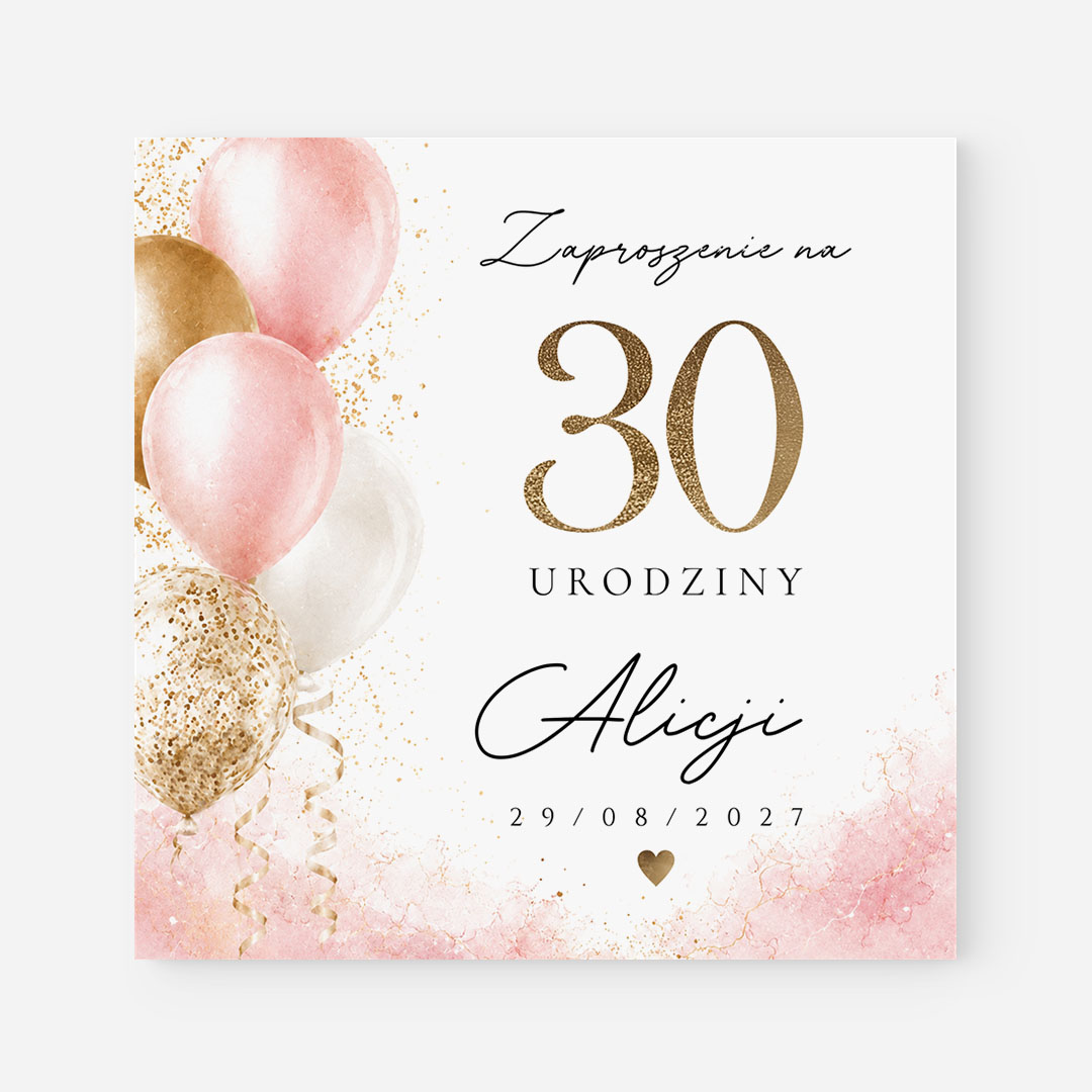 Pastelowe Personalizowane zaproszenie na 30 urodziny – RT°129