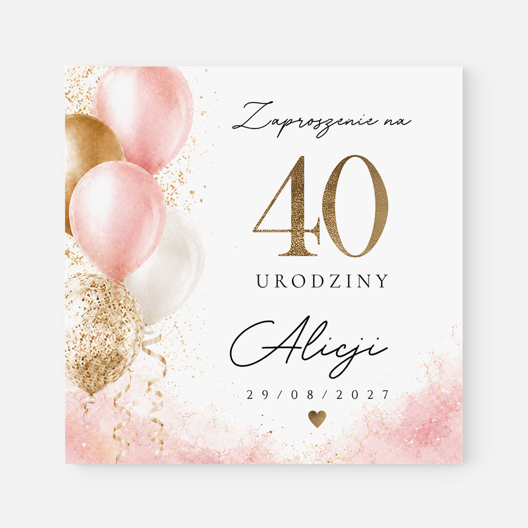 Pastelowe Personalizowane zaproszenie na 40 urodziny – RT°129