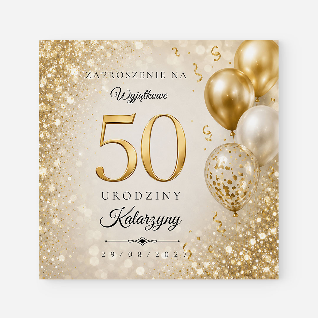 Złote zaproszenie na 50 urodziny – RT°125