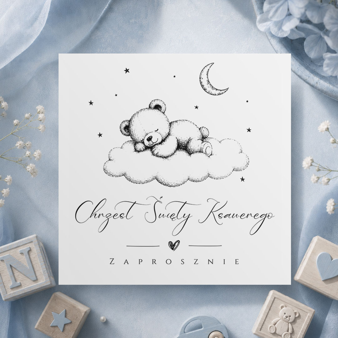Minimalistyczne personalizowane zaproszenie na Chrzest – CE°214