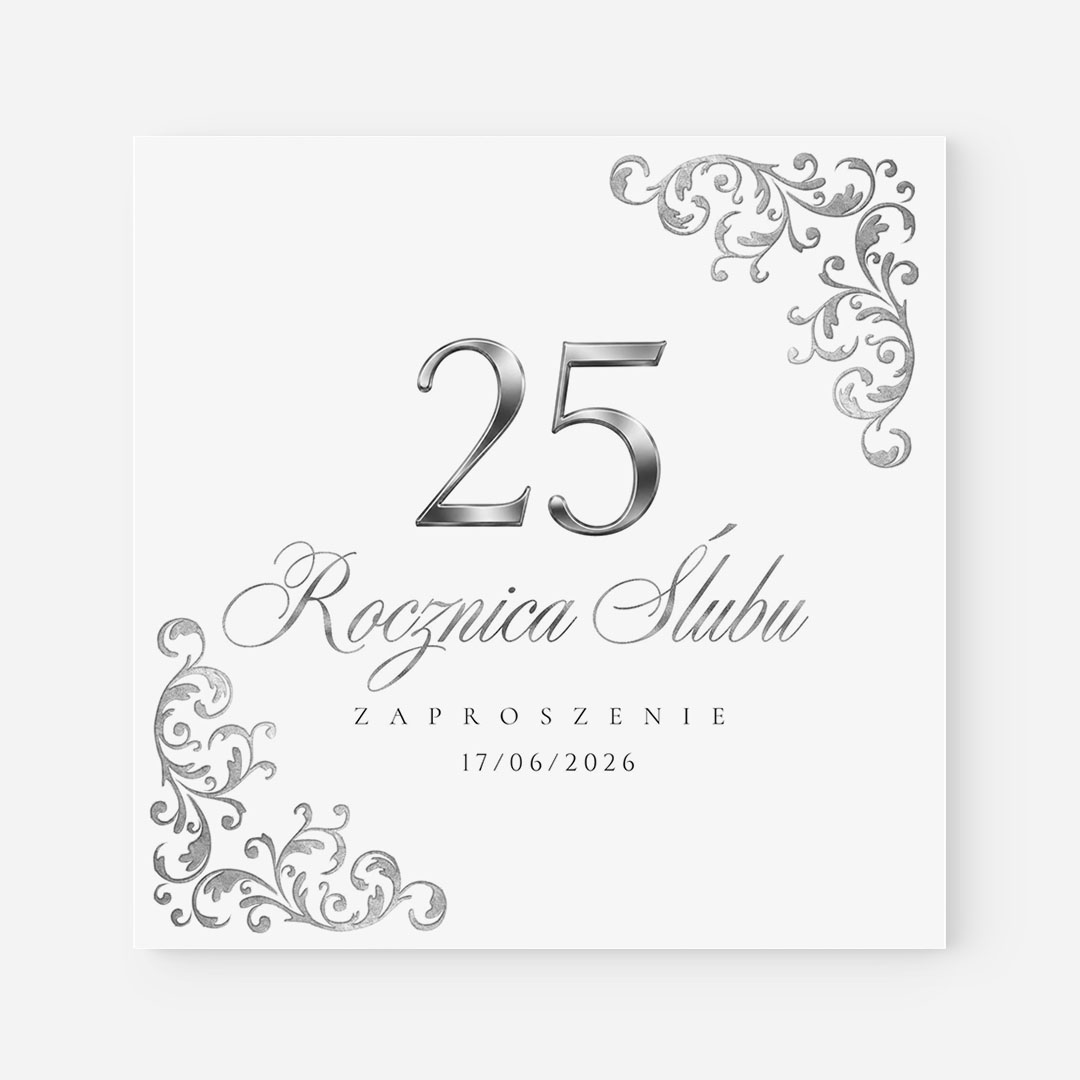 Klasyczne zaproszenie na Srebrne wesele - 25 Rocznica Ślubu – TG°616