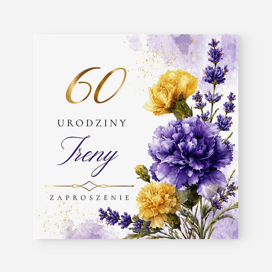 Zaproszenie na 60 urodziny z motywem w odcieniach fioletu – RT°133