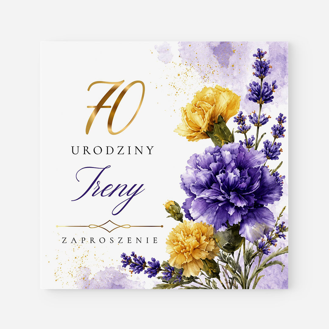 Zaproszenie na 70 urodziny z motywem w odcieniach fioletu – RT°133