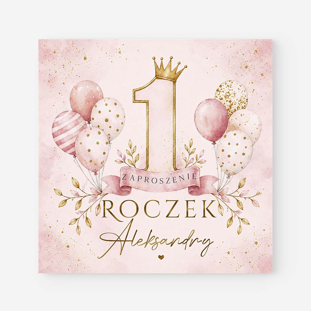 Zaproszenia na roczek dla dziewczynki z cyfrą 1 - F°186