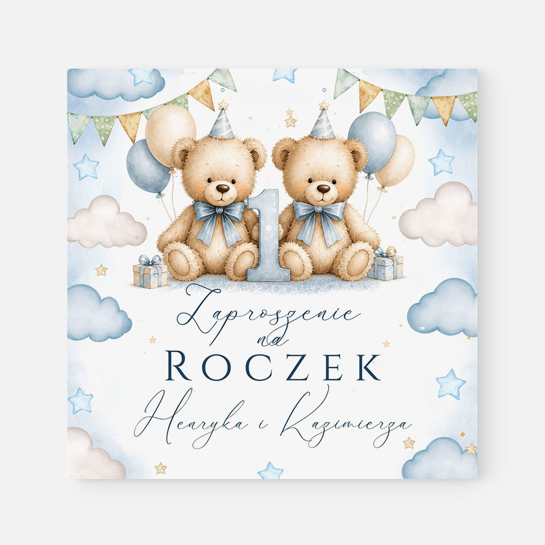 Zaproszenie na roczek dla chłopca - F°188