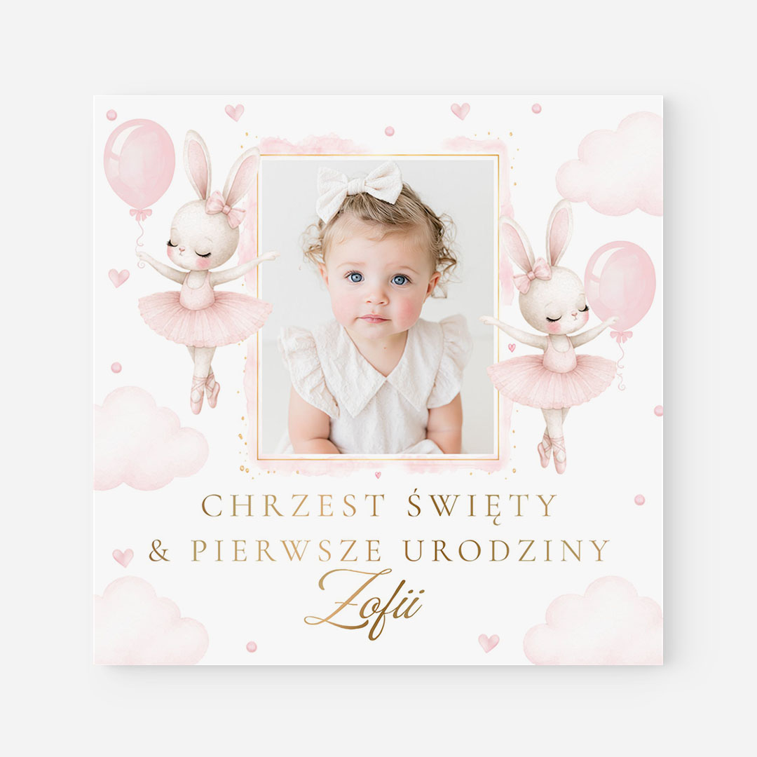 Zaproszenia 2w1 na Chrzest i Roczek ze zdjęciem – CE°220