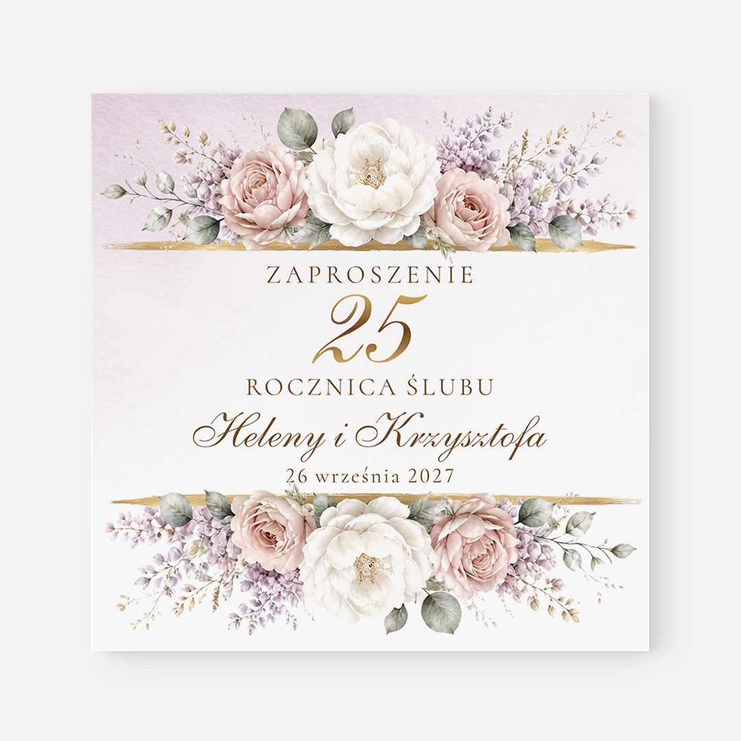 Zaproszenie na rocznicę ślubu w delikatnym odcieniu fioletu – TG°629